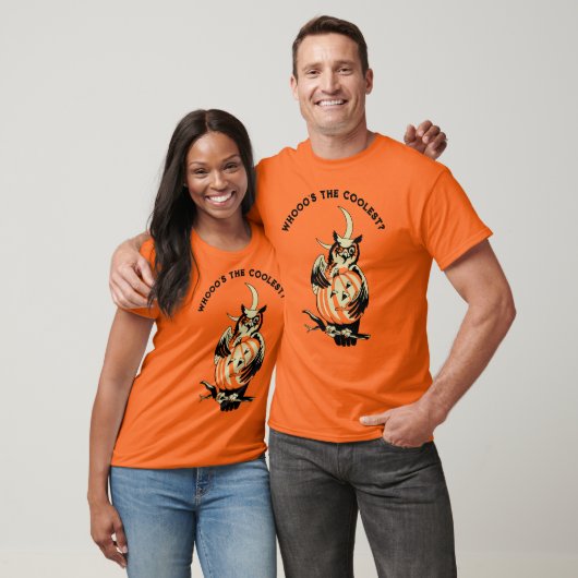 Custom Slogan Retro Owl and Pumpkin Halloween T-shirt (Unisex)