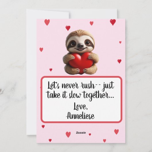 Custom Sloth Funny "Hanging Around" Valentijns Feestdagenkaart (Achterkant)