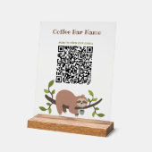 Custom Sloth QR Code Pedestal Sign Acryl Bord (Hoek)