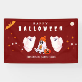 Custom Small Business Logo Halloween Party Spandoek
