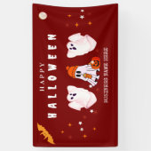 Custom Small Business Logo Halloween Party Spandoek (Verticaal)