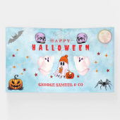 Custom Small Business Logo Halloween Party Spandoek (Horizontaal)