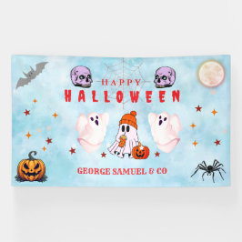 Custom Small Business Logo Halloween Party Spandoek