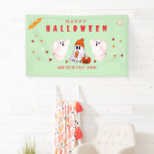 Custom Small Business Logo Halloween Party Spandoek (Insitu)