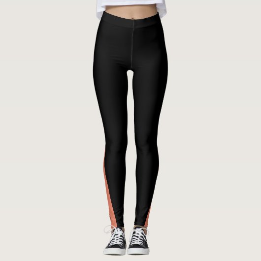 Custom Small Business Logo Orange & Black Leggings (Voorkant)