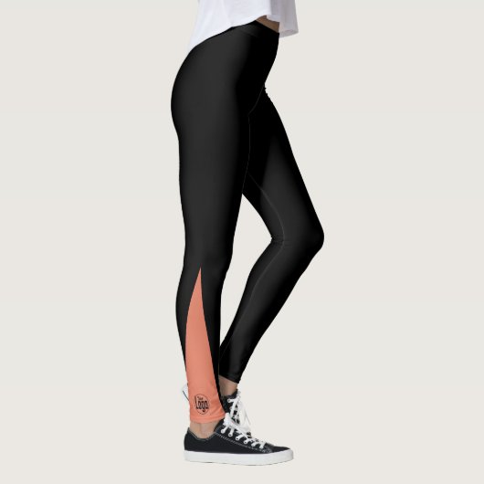 Custom Small Business Logo Orange & Black Leggings (Rechts)