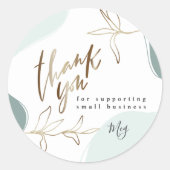 Custom Small Business Mint & Moss Dank u Ronde Sticker (Voorkant)
