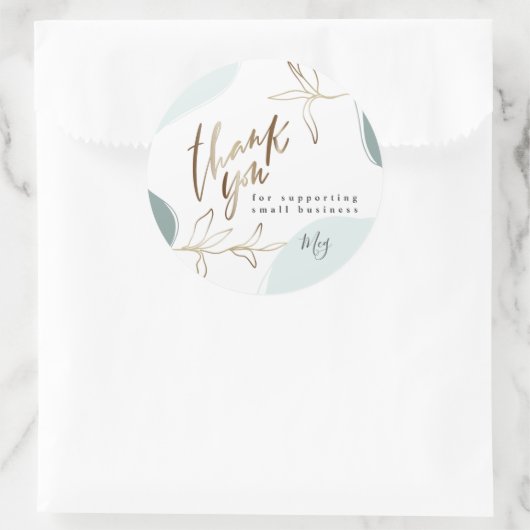 Custom Small Business Mint & Moss Dank u Ronde Sticker (Tas)