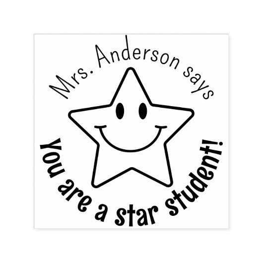 Custom Smile Face Star Classroom Reward Zelfinktende Stempel (Design)