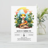 Custom Snake Kids Verjaardagsfeest Kaart (Staand voorkant)