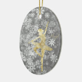Custom Sneeuwvlokken Gouden Folie Grijs Ballerina  Keramisch Ornament (Links)