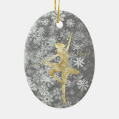 Custom Sneeuwvlokken Gouden Folie Grijs Ballerina  Keramisch Ornament (Achterkant)