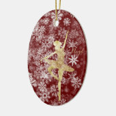 Custom Sneeuwvlokken Gouden Folie Rood Ballerina D Keramisch Ornament (Links)