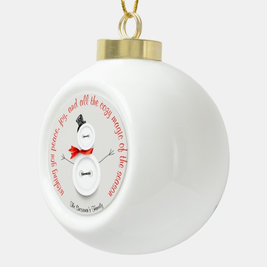 Custom Snowman Button Ball Ornament (Rechts)