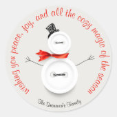 Custom Snowman Button Ronde Sticker (Voorkant)
