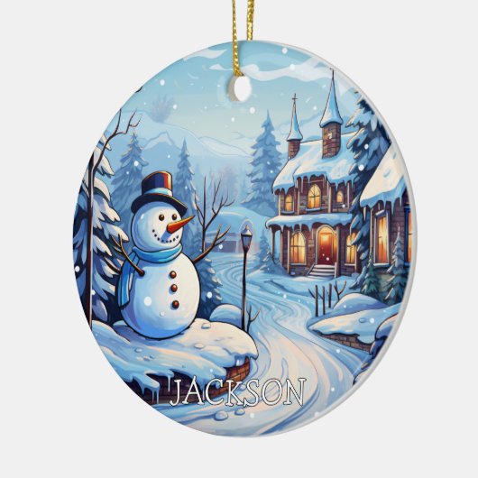 Custom Snowman Kerst Ornament (Links)