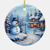 Custom Snowman Kerst Ornament (Achterkant)