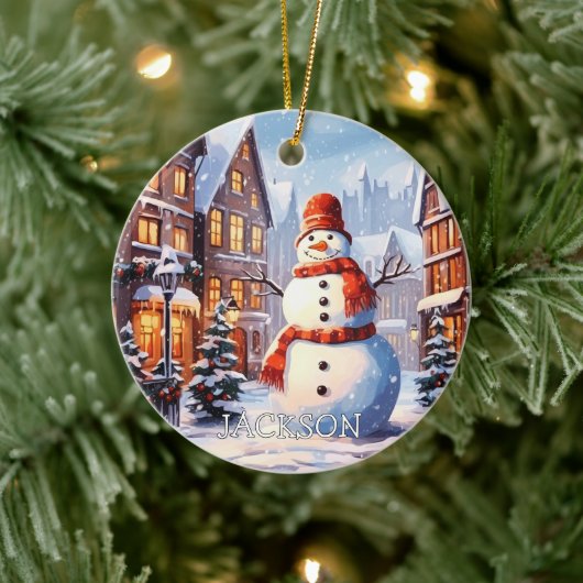 Custom Snowman Kerst Ornament (Boom)
