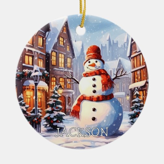 Custom Snowman Kerst Ornament (Voorkant)