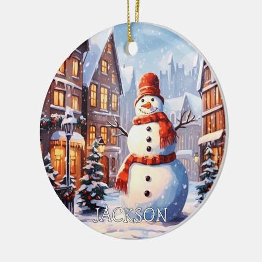 Custom Snowman Kerst Ornament (Links)