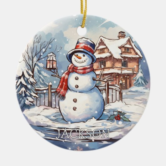 Custom Snowman Kerst Ornament (Voorkant)