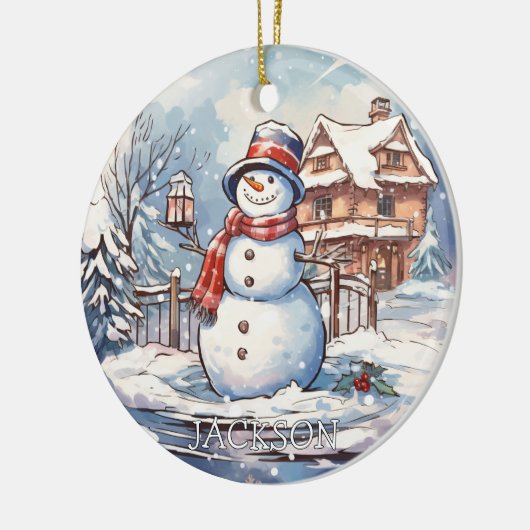 Custom Snowman Kerst Ornament (Links)