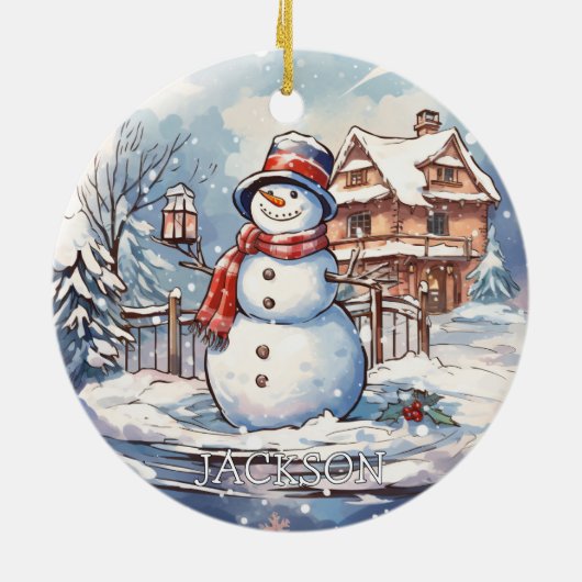 Custom Snowman Kerst Ornament (Achterkant)