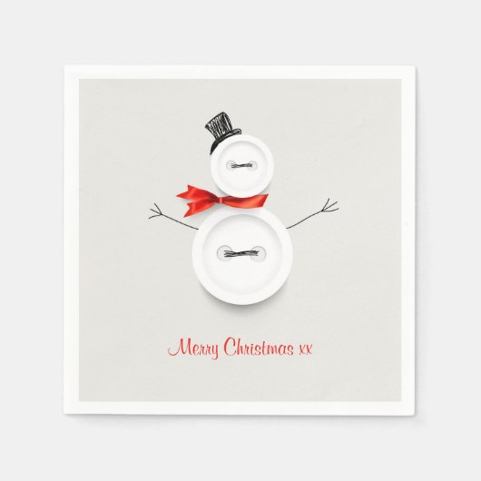 Custom Snowman Merry Christmas Paper Napkins Servet (Voorkant)