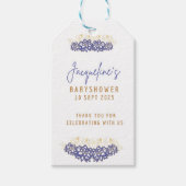 Custom Snowman paarse thema Baby shower Cadeaulabel (Voorkant)