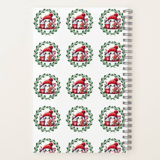 Custom Snowman Patroon Monogram Kerstmis Notitieboek (Achterkant)