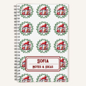 Custom Snowman Patroon Monogram Kerstmis Notitieboek (Voorkant)