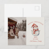 Custom Snowman waterverf Christmas vibe cadeau Feestdagenkaart (Voorkant / Achterkant)