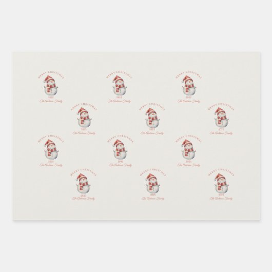 Custom Snowman waterverf Christmas vibe cadeau Inpakpapier Vel (Voorkant 2)