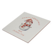 Custom Snowman waterverf Christmas vibe cadeau Tegeltje (Zijkant)