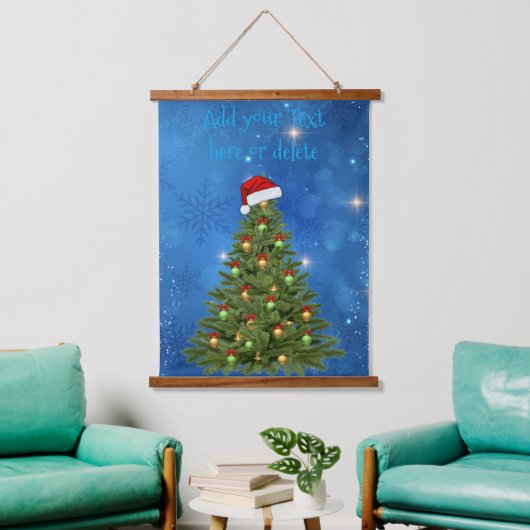 Custom Snowy Christmas Tree Wall Tapestry Hangend Wandkleed (Woonkamer)