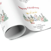 Custom Snowy House Merry Christmas Wrapping Paper Cadeaupapier (Rol Hoek)