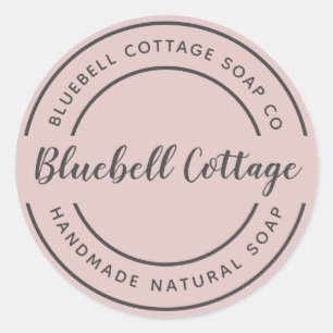 Custom Soap Business Script Dusty Pink Sticker