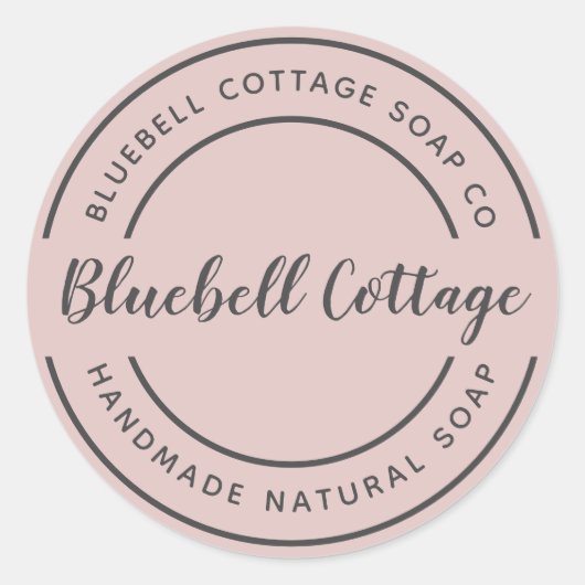 Custom Soap Business Script Dusty Pink Sticker (Voorkant)