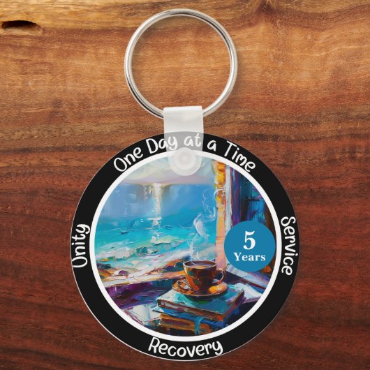 Custom Sobriety Milestone Gift - Oceaan Sleutelhanger (Voorkant)