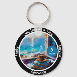 Custom Sobriety Milestone Gift - Ocean Vibes Sleutelhanger