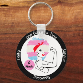 Custom Sobriety Milestone Gift – Trans Pride Sleutelhanger