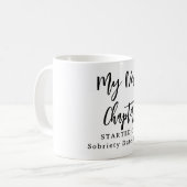 Custom Sobriety Mug – “My New Chapter Started On”  Koffiemok (Voorkant links)