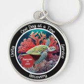 Custom Sobriety Recovery Milestone Gift - Schildpa Sleutelhanger (Voorkant)