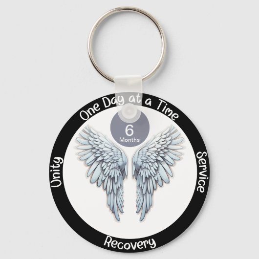 Custom Sobriety Recovery Milestone Gift - Vleugels Sleutelhanger (Voorkant)