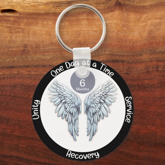 Custom Sobriety Recovery Milestone Gift - Vleugels Sleutelhanger (Voorkant)