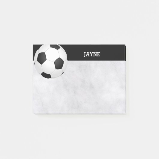 custom soccer ball post it note black and white (Voorkant)