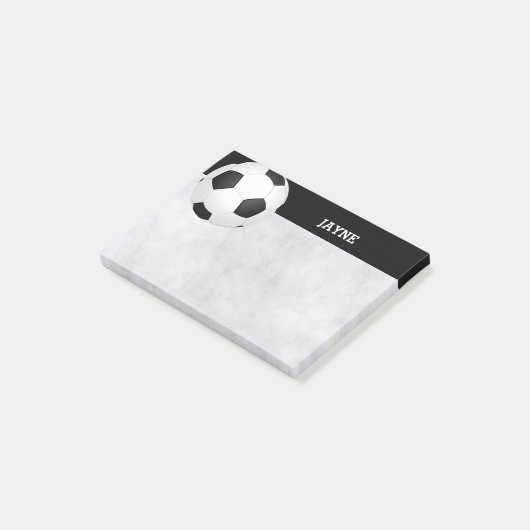 custom soccer ball post it note black and white (Schuin)