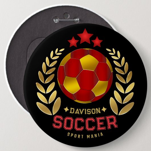 Custom Soccer Emblem Art Ronde Button 6,0 Cm (Voorkant /achterkant)