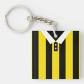 Custom Soccer Rugby Jersey Keyring, Gold Black Sleutelhanger (Voorkant)