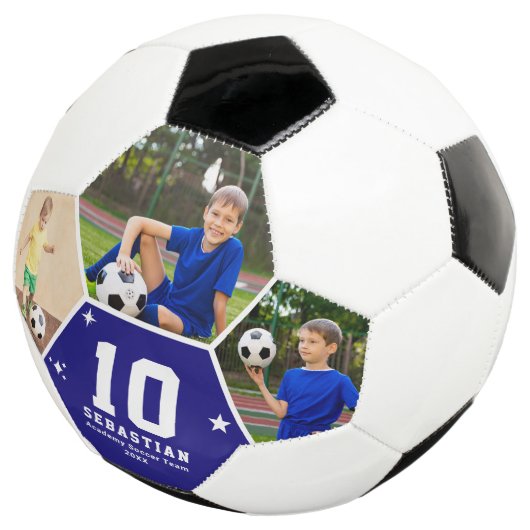 Custom Soccer Team Player Photos and Text Voetbal (Drie kwart)